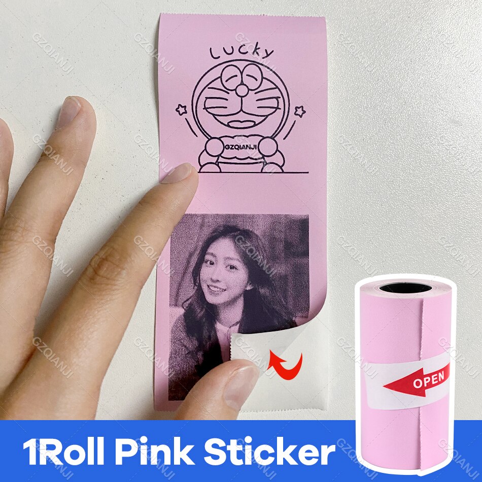 Thermal Label Printer Notes Paper Roll White Color Sticker for Photo Printer 57*30mm Peripage A6 A8 Paperang P1 P2 Poooli Print: 1 Pink Sticker