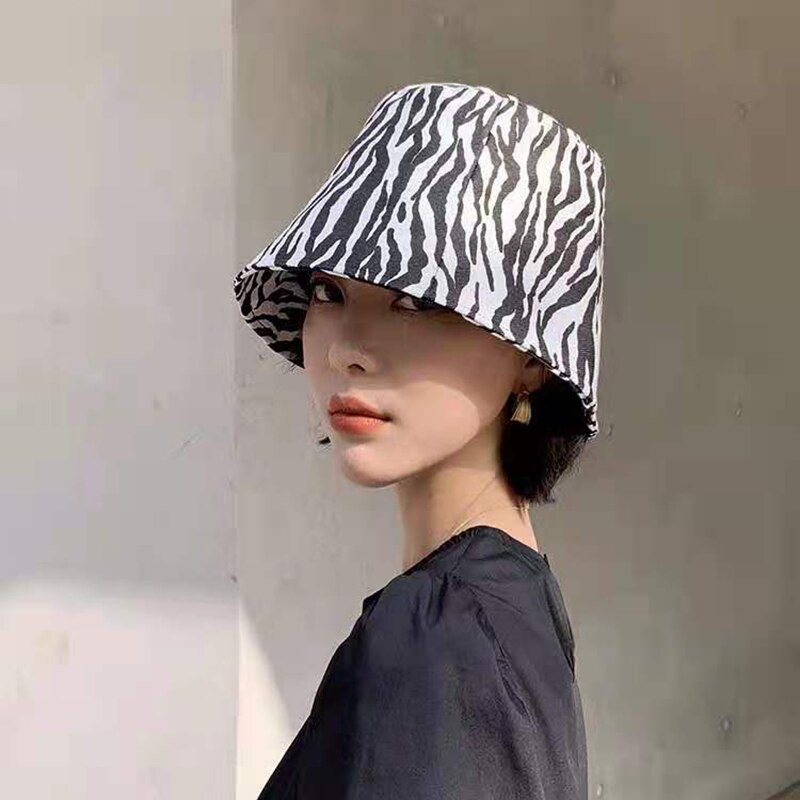 Sombrero de sol con estampado de cebra para mujer, sombrero de pescador con estampado de cebra, Anti-UV, para exteriores,