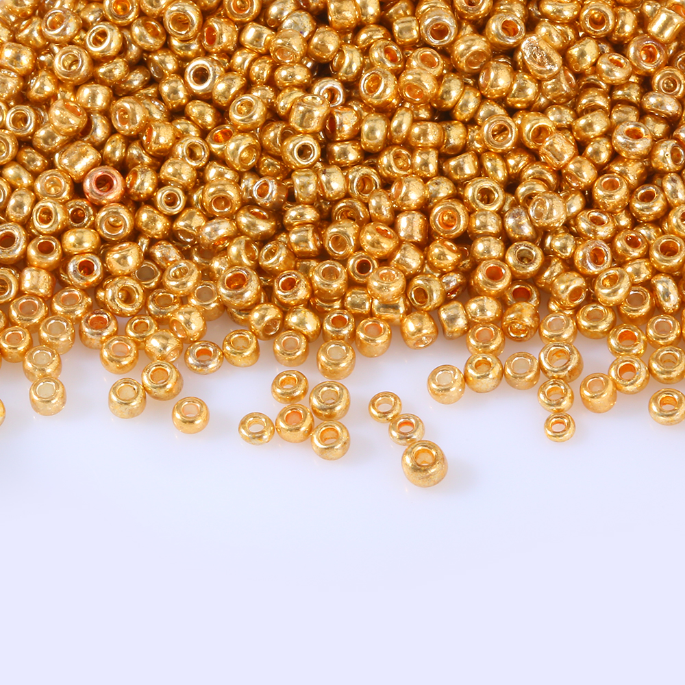 Cuentas de vidrio metálicas de 2mm, 11/0, espaciador redondo checo brillante, cuentas de semilla de corneta de cristal para fabricación de joyas, collar, pulsera, accesorios Diy
