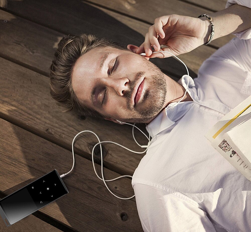 MP3 Player 16GB Built-in Speaker Metal Touch Button HIFI Lossless Sound Music Player with FM, Support SD Card up to 128GB