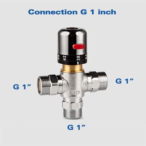 Solid Copper 3-Way Thermostatic Mixing Valve 3/4 Inch Solar Water Heater Valve Regulating Temperature Control Valve: G 1 inch