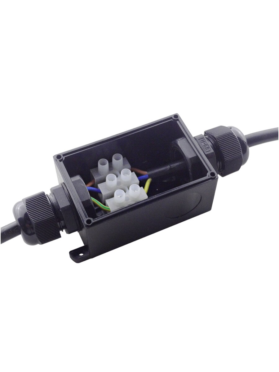 Outdoor Waterproof Junction Box Electrical Case Cable Wire Connector Two Ways IP68 Black Sealed Plastic Underwater with Terminal