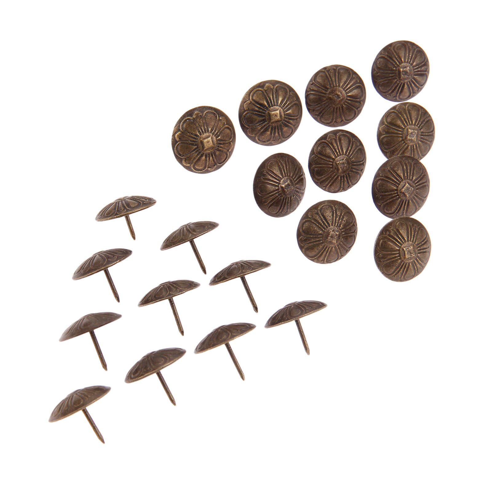 20 st antik blomma nagel dekorativ klädsel stift smycken trälåda dörr soffa möbel stift stift 19*15mm