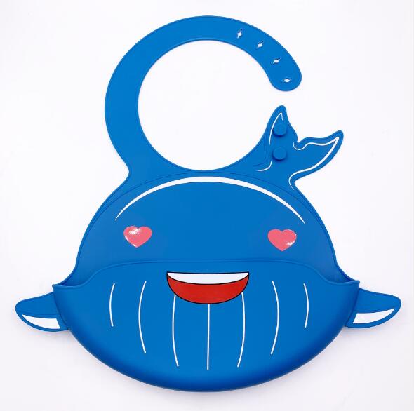 Waterproof silicone babies eat baby bib children stereoscopic eating and bib large children saliva round disposable: blue