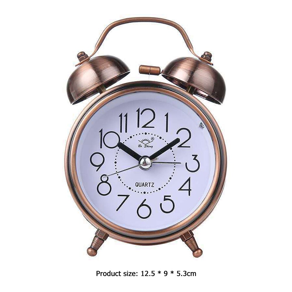 3 Inch Classical Alarm Clock Vintage Retro Silent Pointer Clocks Loud Alarm Clock with Dual Bell Night Light Bedside Bedroom