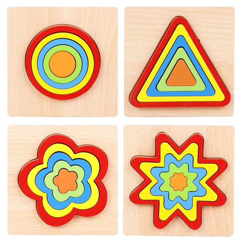 Shape Cognition Board Children's Jigsaw Puzzle Wooden Toys Kids Educational Toy Baby Montessori Learning Match Bricks Toys