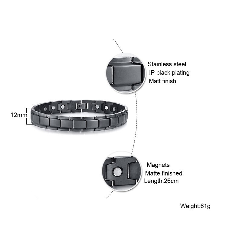 Bracelet de cheville homme noir néodyme Bio aimant magnétique thérapie énergétique bracelets de cheville acier inoxydable bijoux pour soulager la douleur d'arthrite