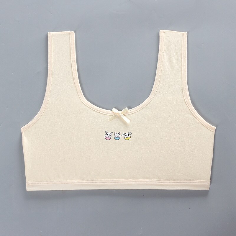 Giovani Ragazze Reggiseno di Formazione Pubertà Adolescente Biancheria Intima Per Bambini di Sport Morbido Corsa E Jogging Cotone Teenager Magliette E Camicette di Stampa Per Il Imbottito Canotta: skin color