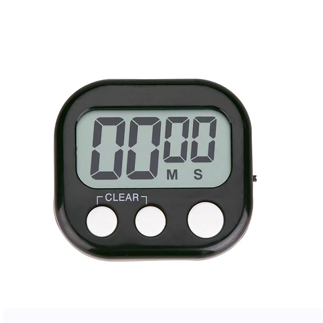 LED Counter Display Alarm Clock Manual Electronic Countdown Sports Magnetic Digital Timer Kitchen Cooking Shower Study Stopwatch: black