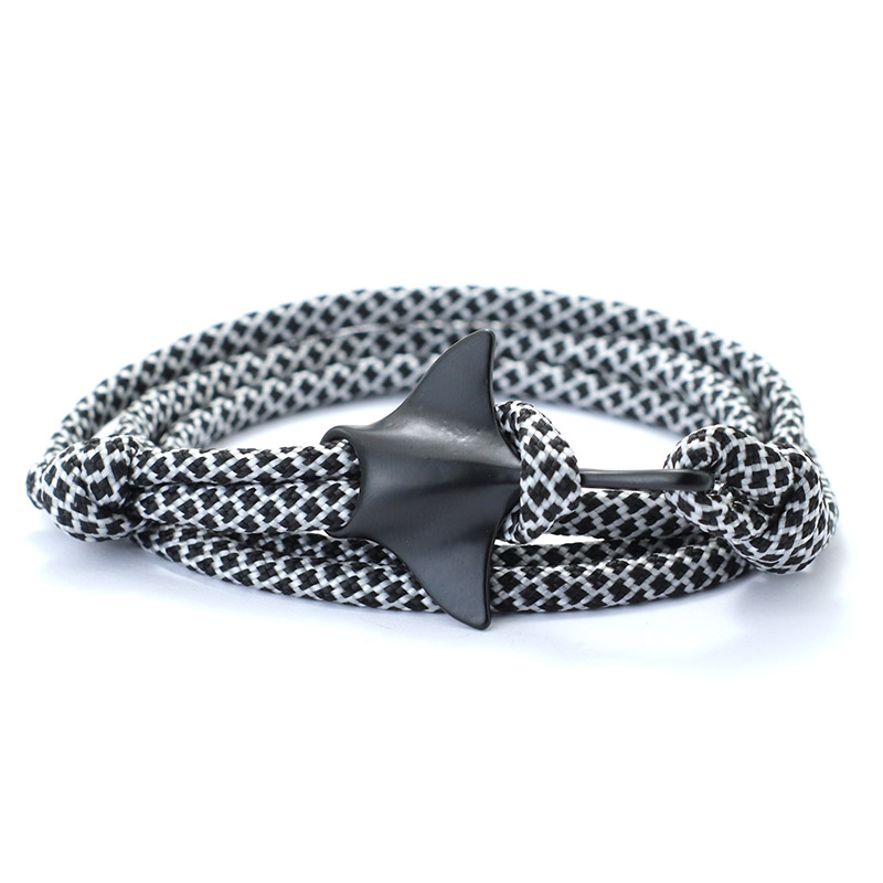 Pulsera Manta 2025 para hombre, pulsera de cuerda de Paracord ajustable de doble capa, brazalete de protección de animales marinos, joyería para surfista de playa: Chapado en oro antiguo