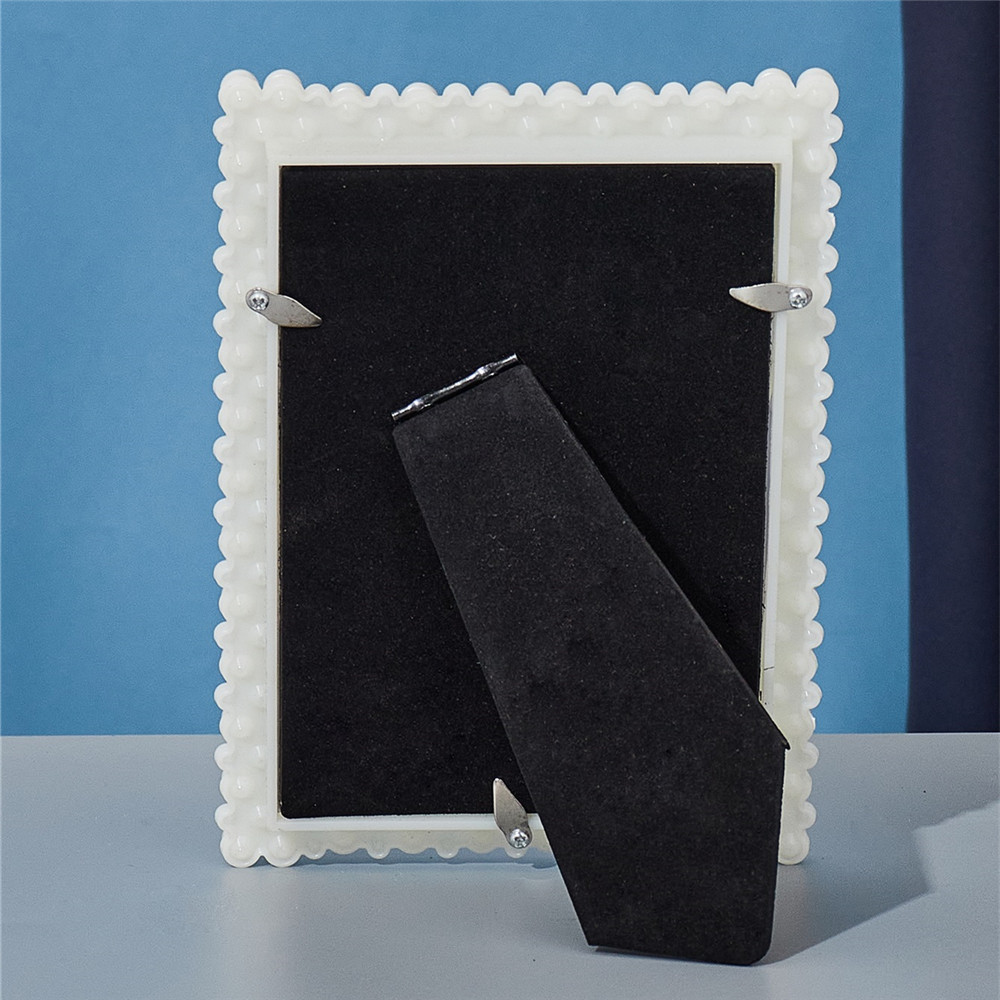 Marco de fotos de diamantes de perlas europeas, marco de fotos de boda rectangular redondo, marco de fotos de plástico impermeable, adorno de decoración del hogar