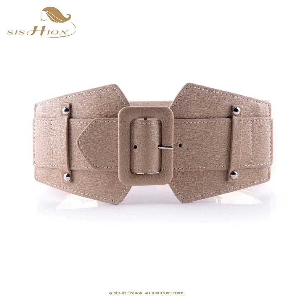 Cinturón ancho Vintage de para mujer, cinturones para elásticos de famosa de , cinturones para mujer de traje rojo Camel negro VB0007: Apricot