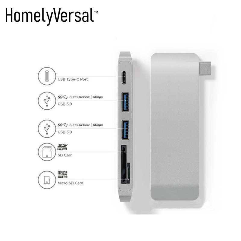 Homelyversal nuovo MacBoook attracco stazione centro convertitore USB-C a HDMI/tipo-c attracco stazione usb3.0 porta: grigio