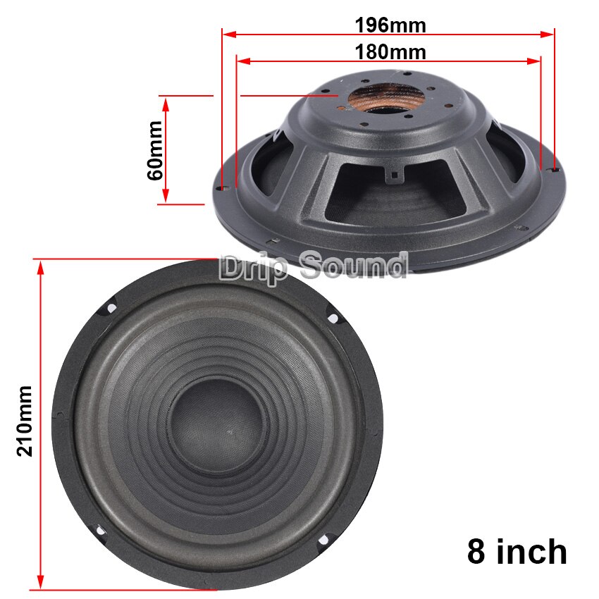 Altavoz pasivo de 4, 5, 6, 8 y 10 pulgadas, bocina de radiador, diafragma de Woofer, accesorios de reparación de bajos auxiliares, 2 uds.: 8 inch (210mm)