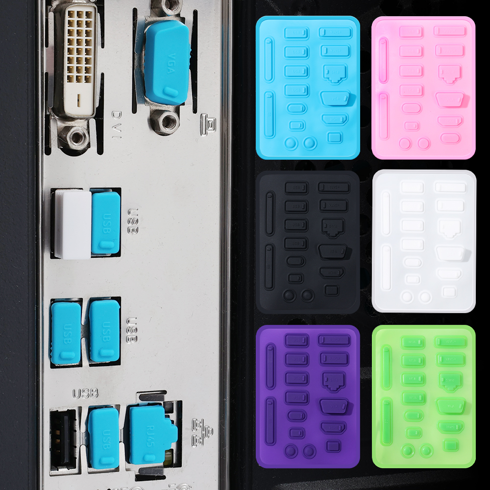 16PCS PortPlugs USB C Dust Plug Set For Universal Laptop Notebook Silicone Anti Dust Plug Cover Stopper Computer Accessories