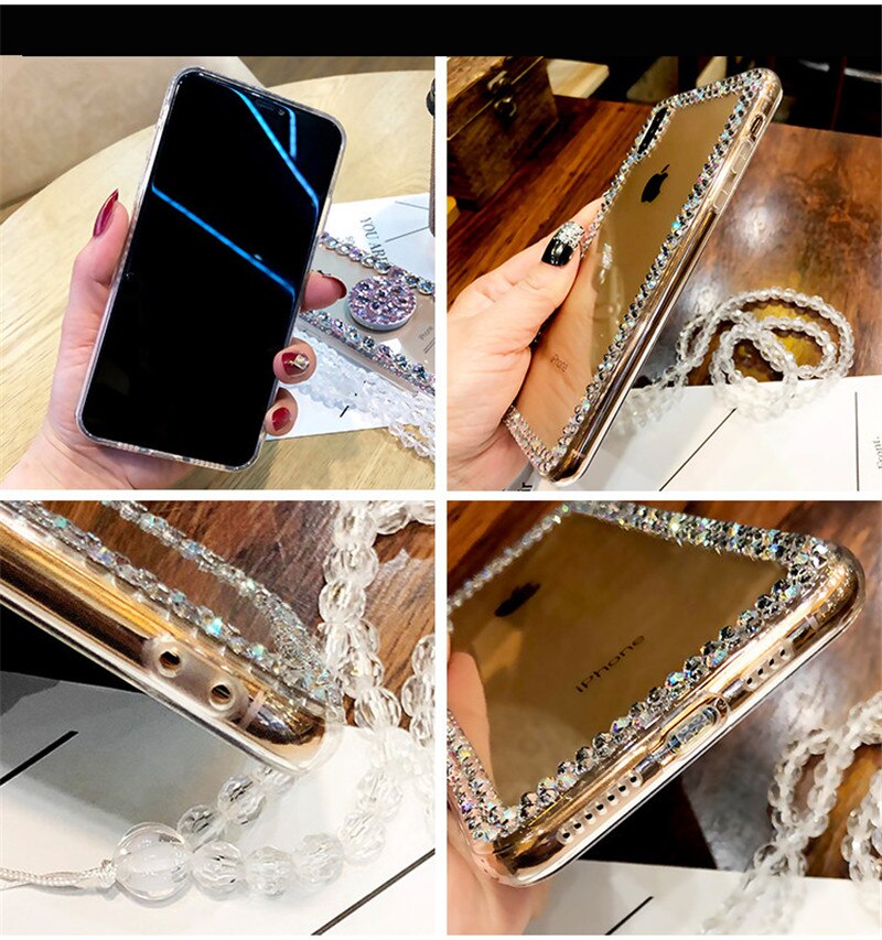 Per iphone 11 Pro Max Per iphone X XS Max XR 8 più di 7 più il Caso di Lusso Del Diamante Del Rhinestone di Caso Per iphone 5 5S 6 6S Plus CASO