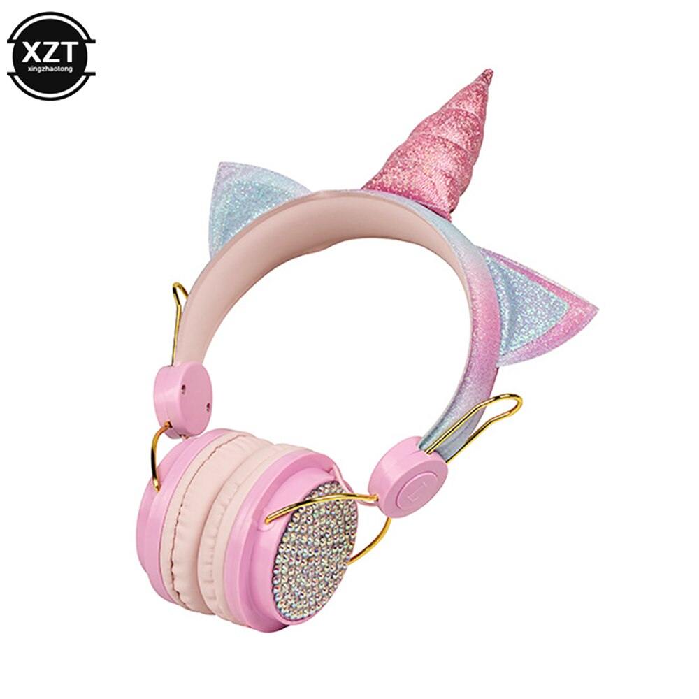 Licorne casque mignon casque avec Microphone 3.5mm filaire filles fille ordinateur téléphone Mobile jeu enfants 3.5mm casque: Uncoated pink