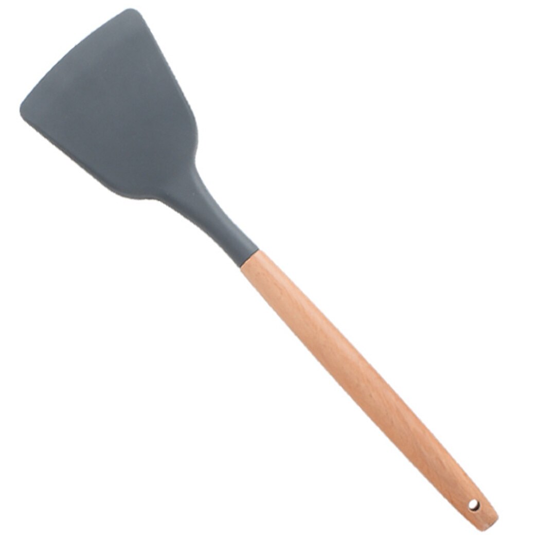 Eco-Friendly Cooking Utensil Wooden Handle Kitchenware Non-Stick Silicone Cookware Heat Resistant Kitchen Utensil Cooking Tools: 6