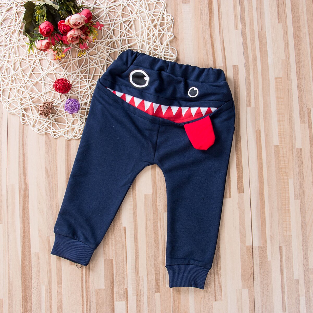 Bambino del bambino Dei Bambini Del Bambino Dei Pantaloni Del Ragazzo Del Cotone Del Fumetto Grande Bocca Teethes Stile Pantaloni Infantili Del Bambino Casual Harem Pantaloni Allentati Dei Pantaloni di Fondo Mutandine e boxer: 02 / 24M
