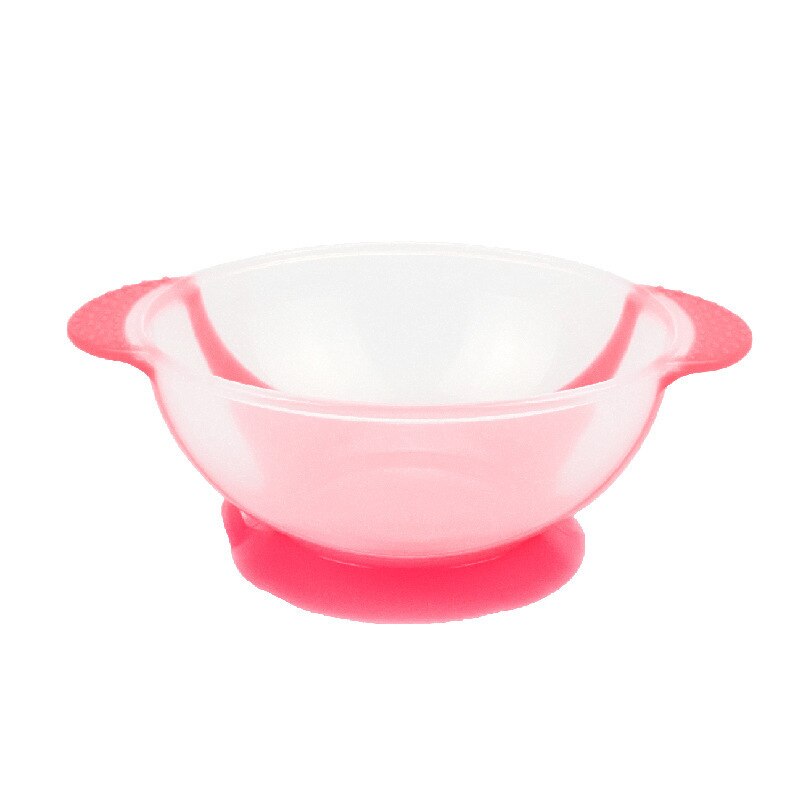 2 sztuk/zestaw naczynia do nauki dla dzieci z przyssawką zestaw obiadowy dla dzieci Assist Bowl łyżka z czujnikiem temperatury widelec zastawa stołowa: Pink Bowl cover