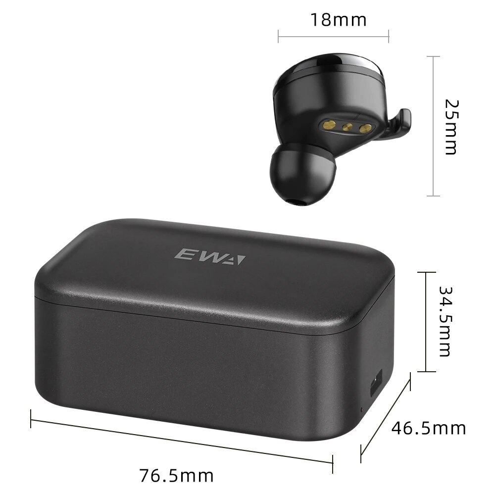 Ewa Draadloze Oortelefoon 3D Stereo Hoge Geluidskwaliteit Bluetooth 5.0 Oordopjes Grote Capaciteit Batterij Headset T200