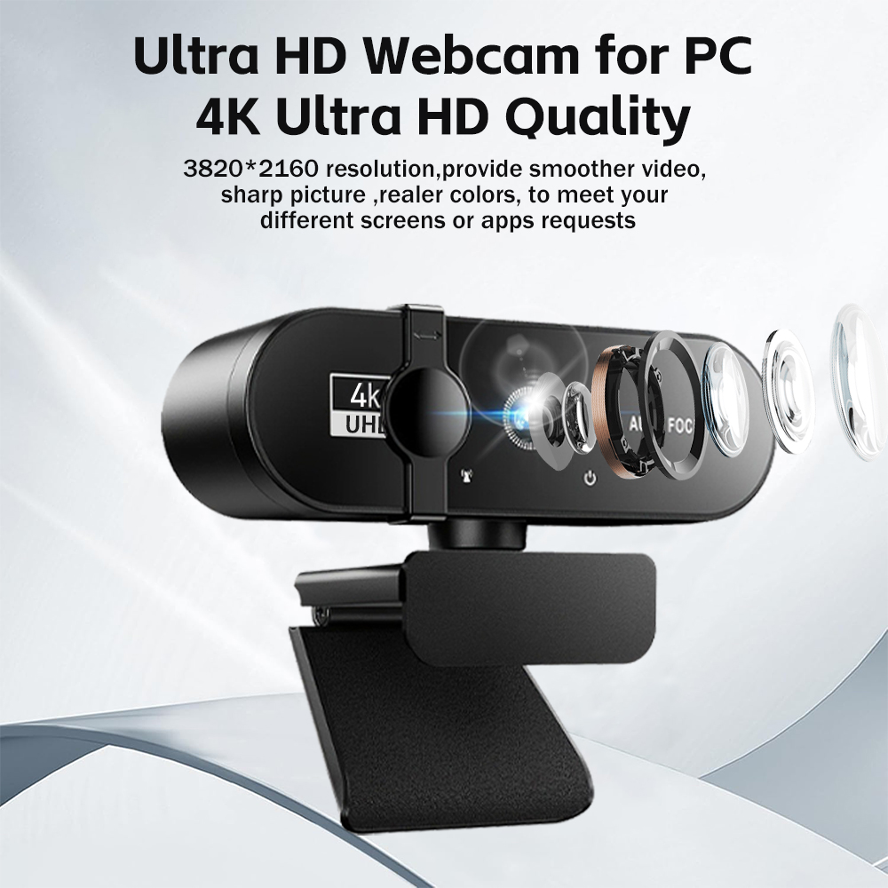 Webcam 4K Mini fotocamera 1080P Webcam Full HD 2K con microfono Webcam USB 30fps per fotocamera di riprese video per PC portatile con messa a fuoco automatica
