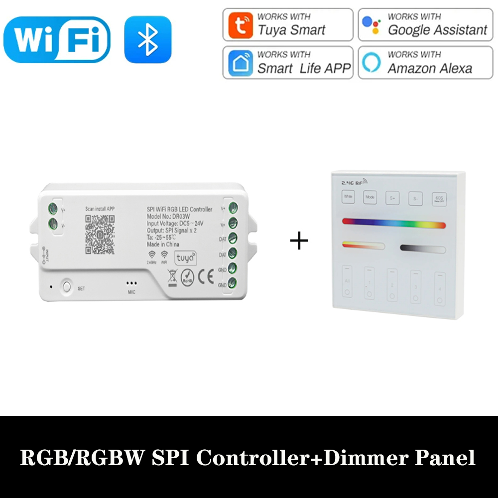Tuya WiFi Addressable LED Controller WS2811 WS2812B WS2814 SPI RGBWIC RGBIC LED Strip Dimmer LED Controller 5-24V Pixel Strip:  Light Yellow / 44