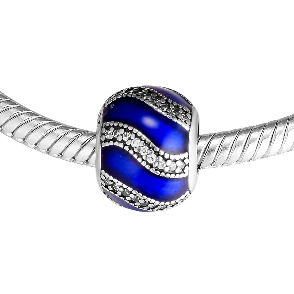 Glück Perle 925 Sterling Silber Reize verrotten Blau Korn passen Original Armreif Schmuck Halskette Armbänder Glück Jahr Weihnachten