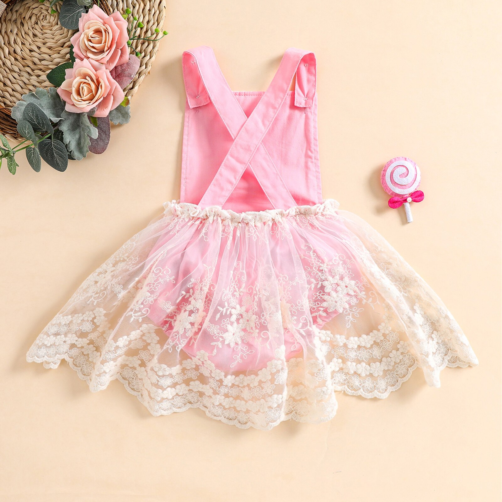 Citgeett Zomer Peuter Baby Meisjes Bodysuit Jurk Kant Patchwork Mesh Mouwloze Jarretel Jumpsuit Kleding