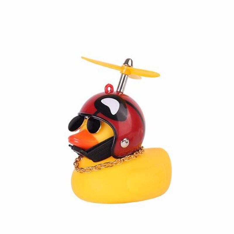 Rubber Duck Toy Car Ornaments Yellow Duck with Propeller Helmet Car Dashboard Decor Squeaking Glowing Duck Toys for Adults Kids: K