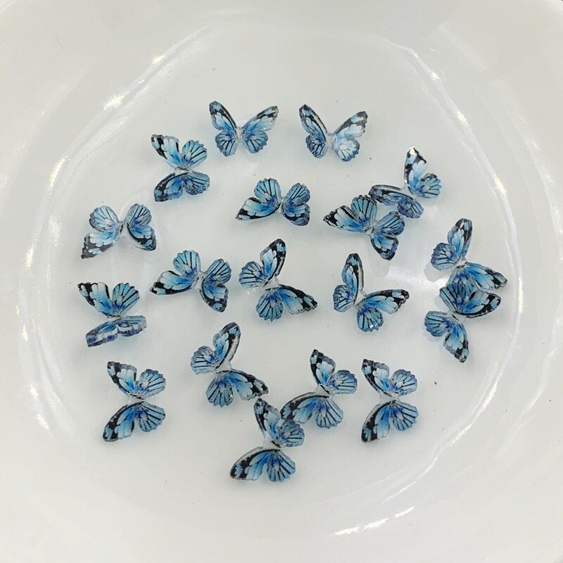 Stijl 8 Kleur Vlinder Nail Art Strass 3D Hars Vlinder Nail Decoratie Materialen Diy Nail Accessoires 10 Stks/partij: E625