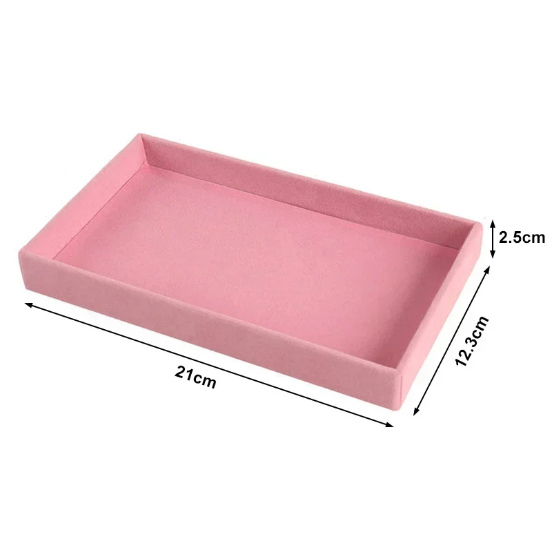 Velvet Jewelry Accessories Display Organizer Desktop Makeup Storage Box Earring Bracelet Ring Brooch Classification Drawer Tray: SKY BLUE