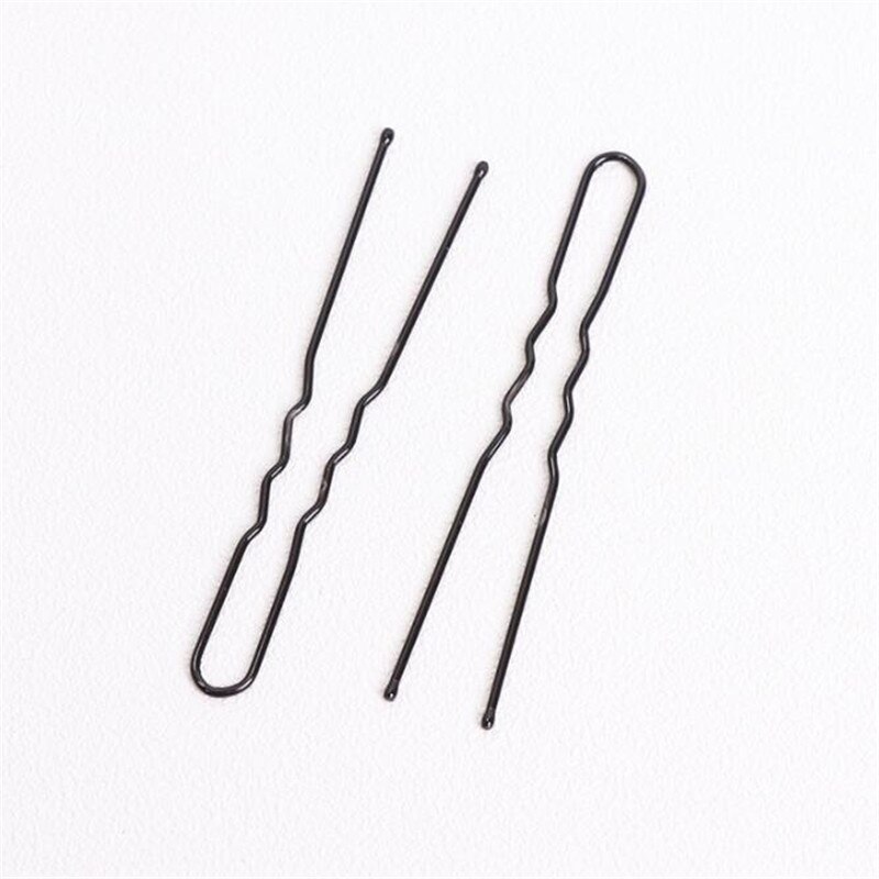 50 pçs 6 cm cabelo ondulado u-shaped bobby pin barrette salão de beleza grampo de aperto grampos de cabelo preto metal acessórios para o cabelo bun