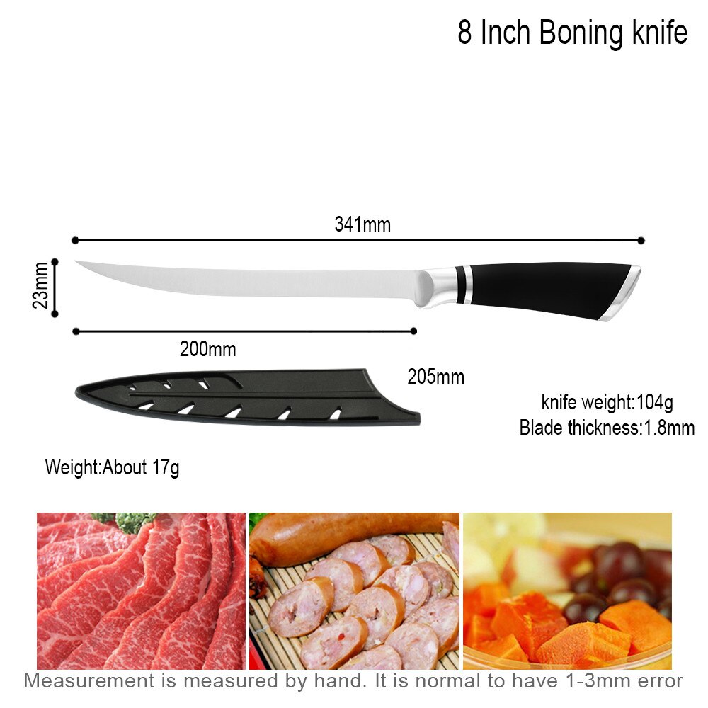 Damask Japanese Kitchen Knife Set Economical Stainless Steel 3Cr13 Sharp Blade Non-Slip Handle Chef Knife Set Cooking Knives: 8 inch Boning