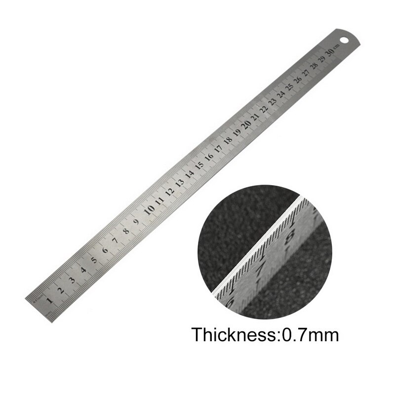 Students Stainless Steel Ruler Metal For Drawing School Learn Drawing Ruler Cutting Ruler: 300X0.7