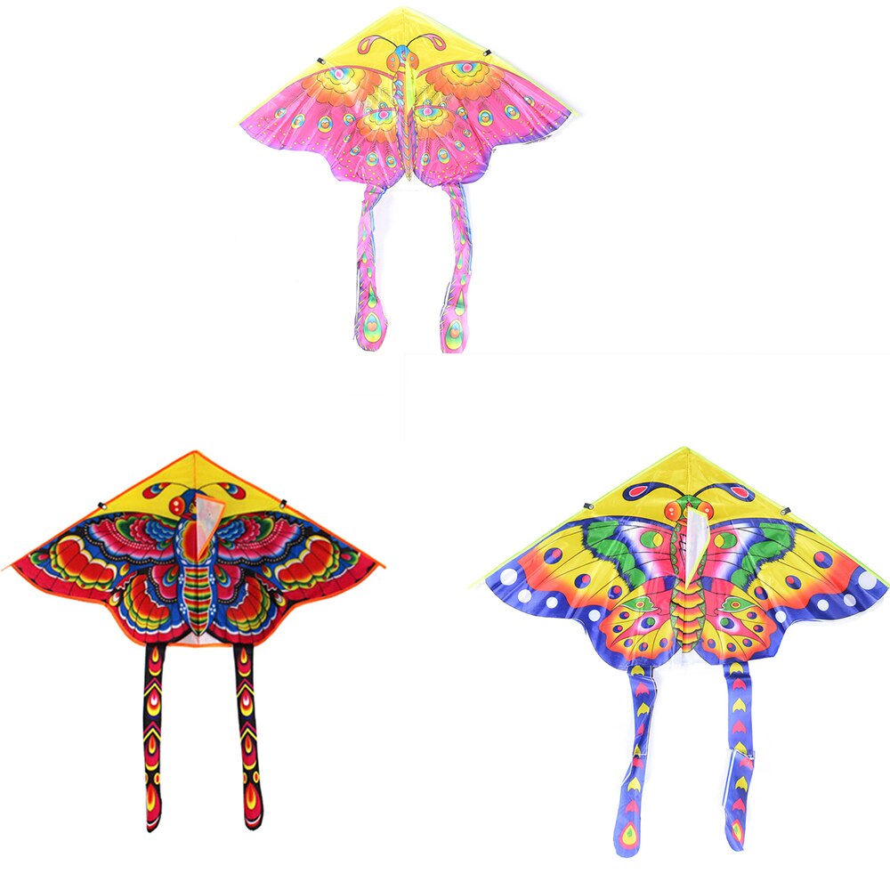 1Pcs Kids Medium Vlinder Kite Traditionele Outdoor Kleurrijke Vlinder Opvouwbare Kite Speelgoed Recreatie Speelgoed 50 Cm