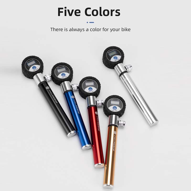 Hand Mini Bicycle Pump Tire Air Inflator LCD digital tire pressure dial pump American French conversion mouth bike mouth pump