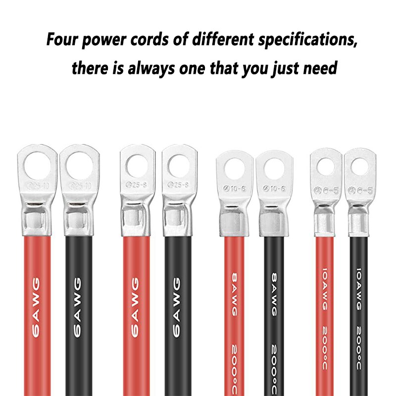 Car Battery Red and Black Fire Wire PVC Shell Copper Core 10 8 6 AWG Battery Cable Connection Line Pure Copper Series Wire