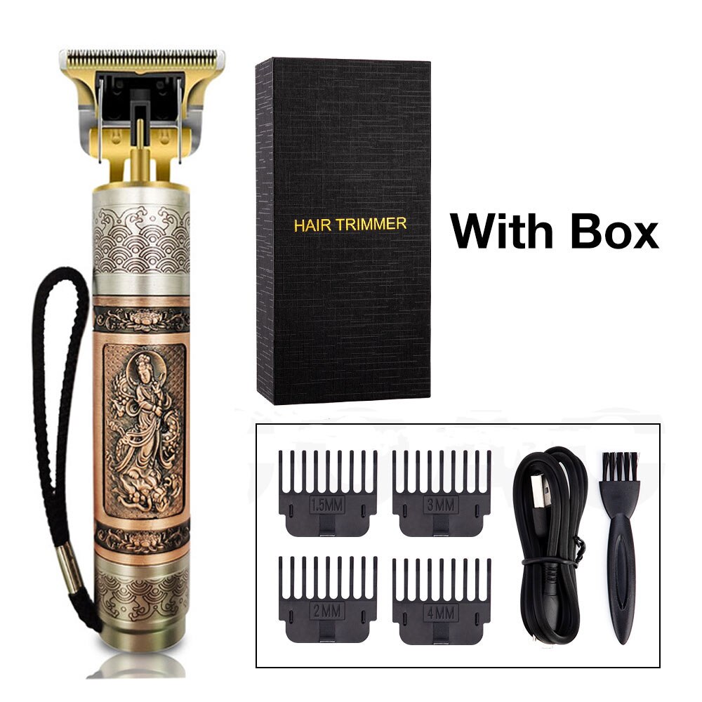 Elektrische tondeuse, tondeuse voor mannen, draadloos scheerapparaat, trimmer voor 0mm kappers, tondeuse voor baard, baardtrimmer: Guanyin-geschenkdoos