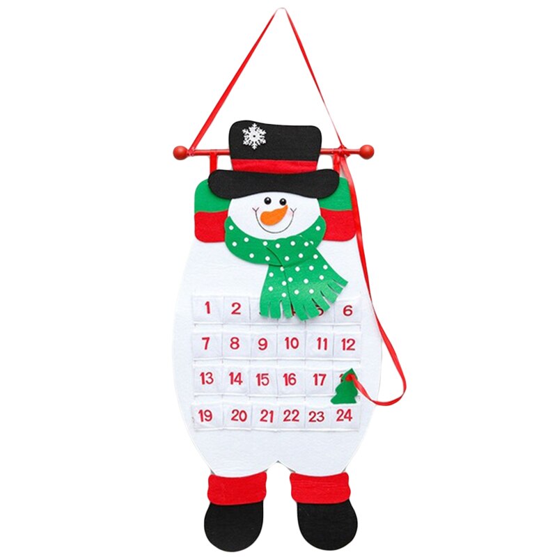 Glædelig jul indretning til hjemmet julemand snemand vægkalender: Hvid