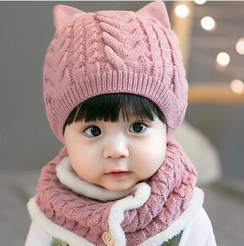 Conjunto de 2 unidades de gorro y bufanda para bebé, tejido grueso y cálido, gorros infantiles, gorros de chicos chicas, gorro de ganchillo, calentador de cabeza, de Navidad
