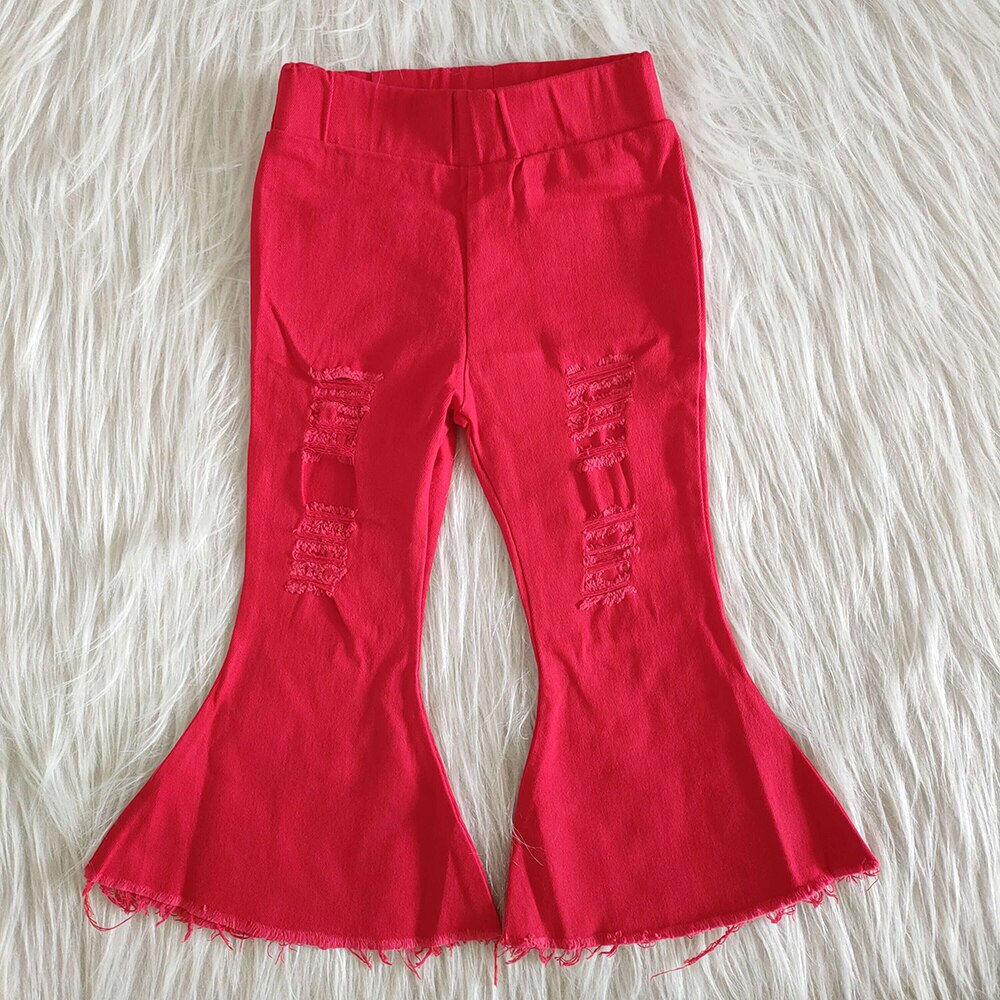 Recién Llegados, pantalones vaqueros rojos para niños, pantalones de campana a la para niñas, pantalones vaqueros rasgados de para niñas, pantalones vaqueros de otoño para niños