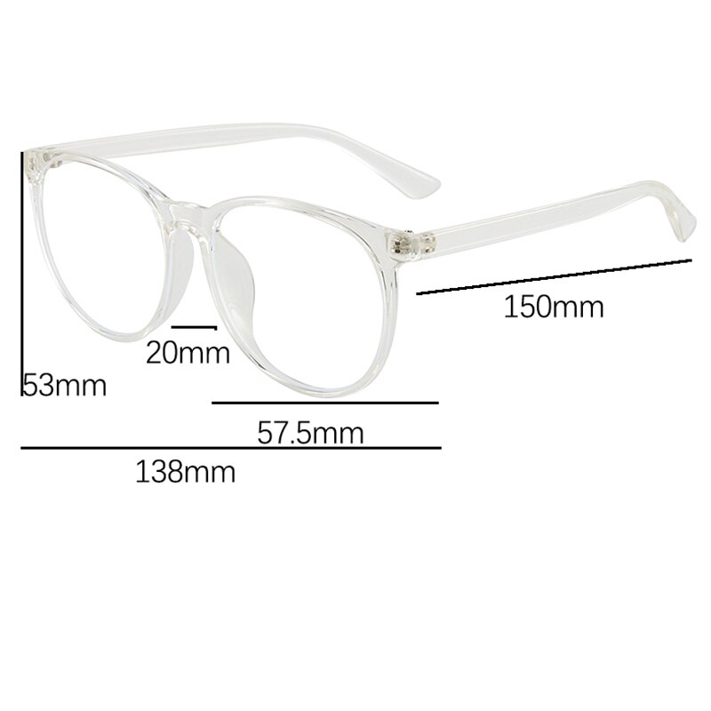 Montura de gafas ópticas transparentes para mujer, lentes ópticas transparentes con montura redonda Estilo Vintage, antiluz azul,