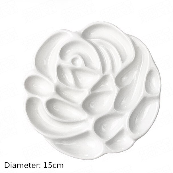 Ceramic watercolor palette rectangular multi-grid white porcelain palette art supplies paint palette with lid: Rose plate