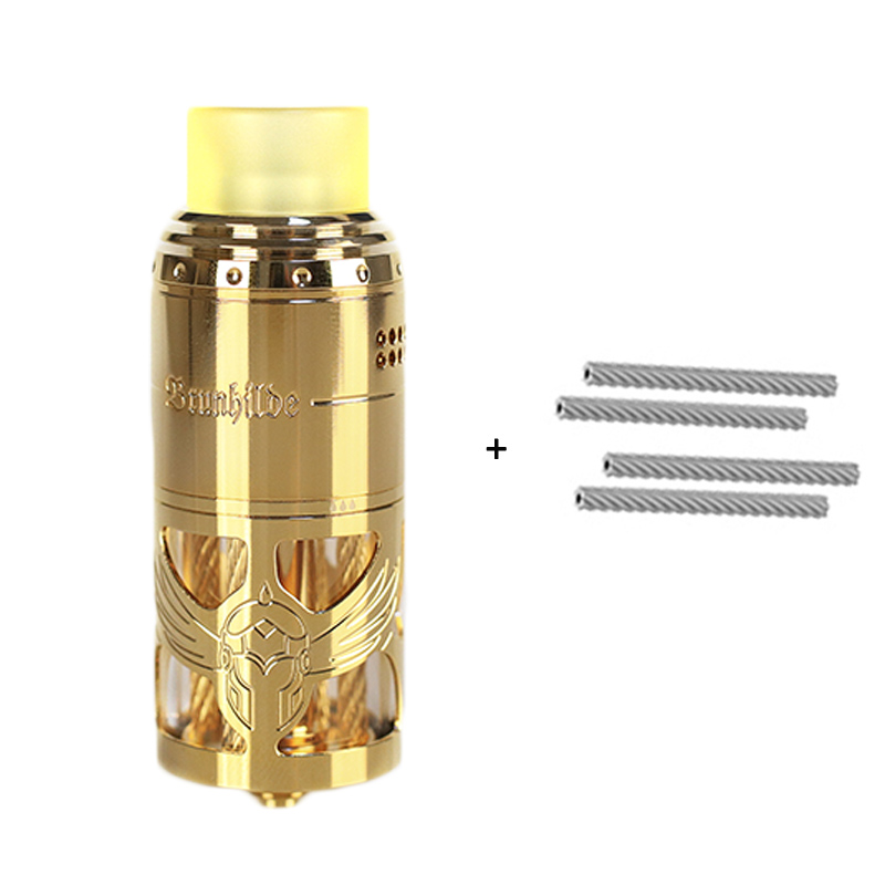 In Stock Vapefly Brunhilde Top Coiler RTA Tank 8ml/2ml W Surrounding Top Airflow Dual Coil Build Deck Electronic Cigarette Vape: Gold and Wire / 8ML