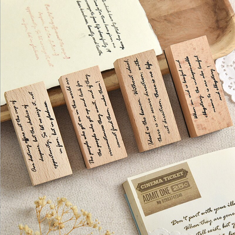 Letras Vintage serie estampillas madera DIY artesanía de madera de caucho sello, para Scrapbooking papelería