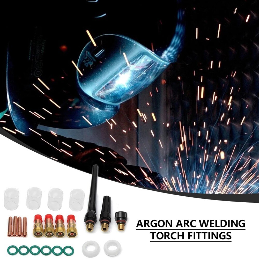 23Pcs TIG Welding Kit 10 Pyrex Cup Kit For WP-17/18/26 Torch Welding Accessories Nozzle Part Kit Conical Nozzle Sleeve Rod Tool