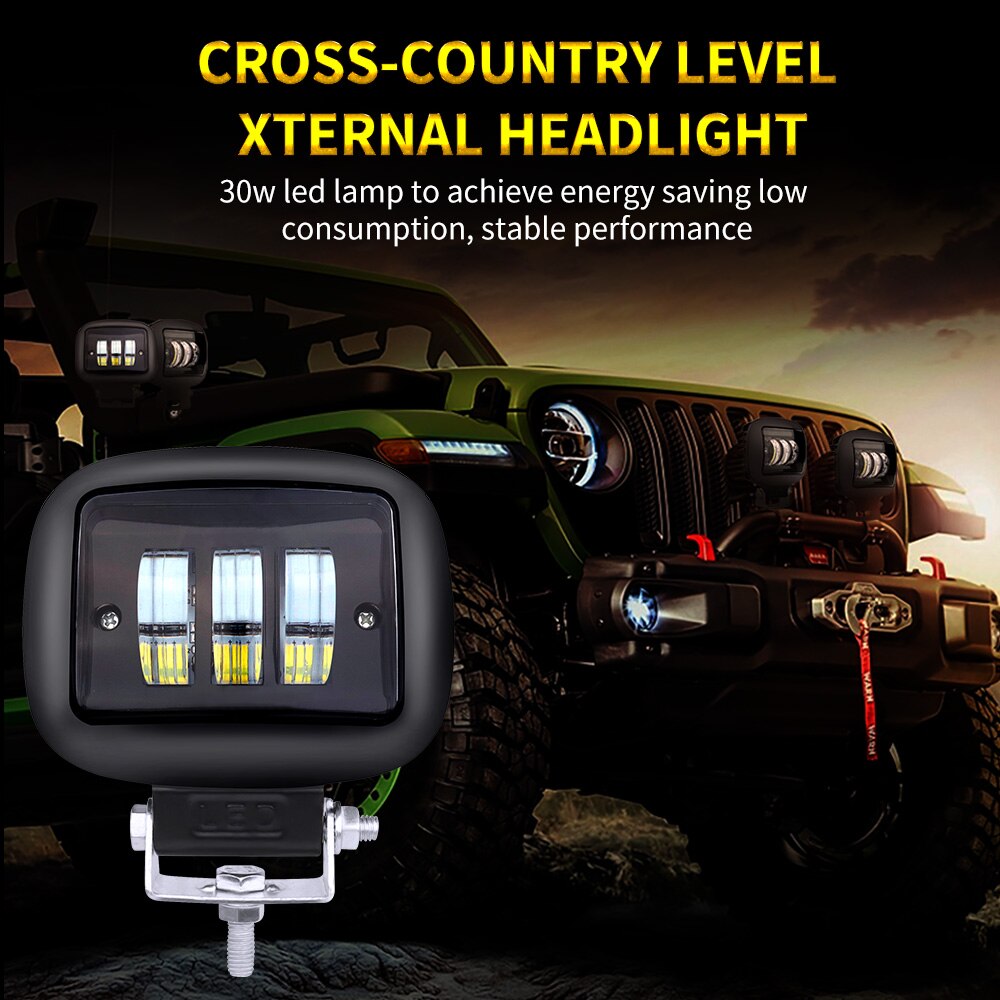 AILEO-luces led para coche, barra de luz de trabajo de 12V, 24V, 30W, 6000k, todoterreno, ATV, yate, 4x4
