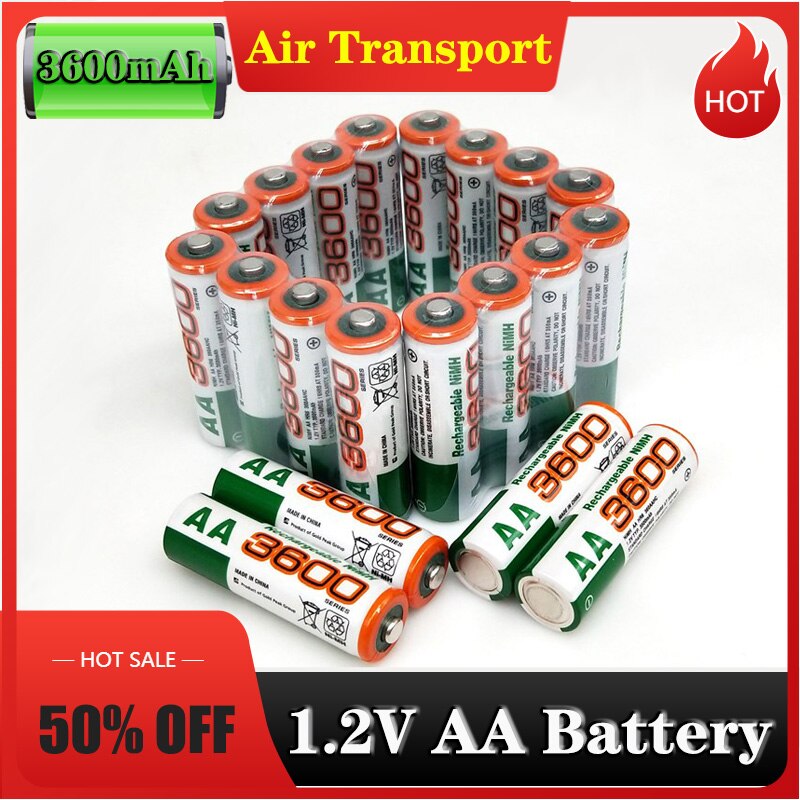 AA 1.2V Ni-MH 3600mAh Rechargeable Battery used in digital cameras, wireless mice, remote controls, toys, electronic scales, etc