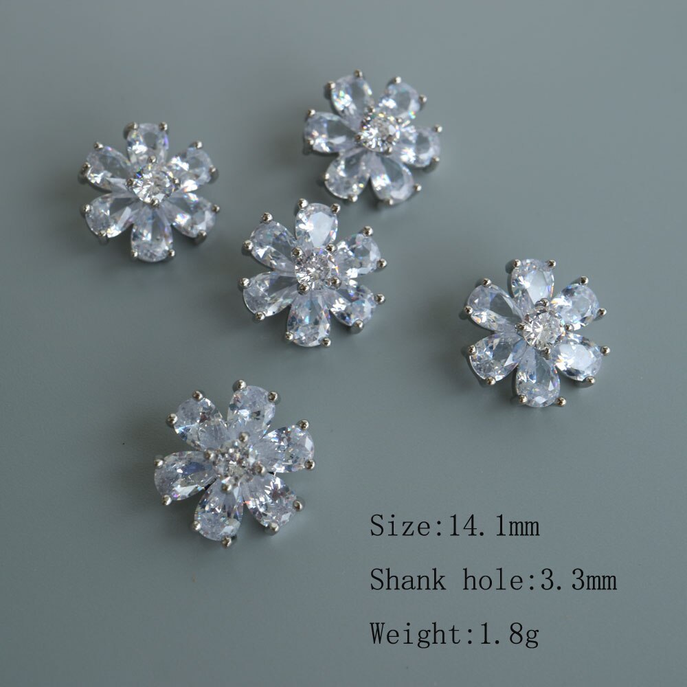 5pc/lot Luxury crystal buttons for clothes Cubic zirconia button for coat Decorative CZ sewing buttons for cashmere cardigan: YLSN-K-150-5pcR13
